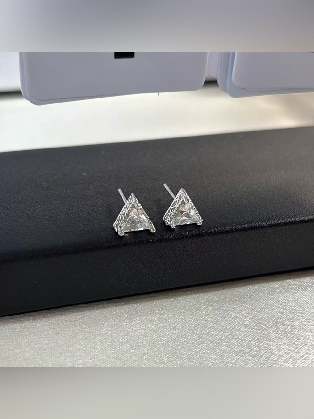 8mm CZ Geometric Triangle Stud Earrings for Men Women Streetwear Punk Hip Hop